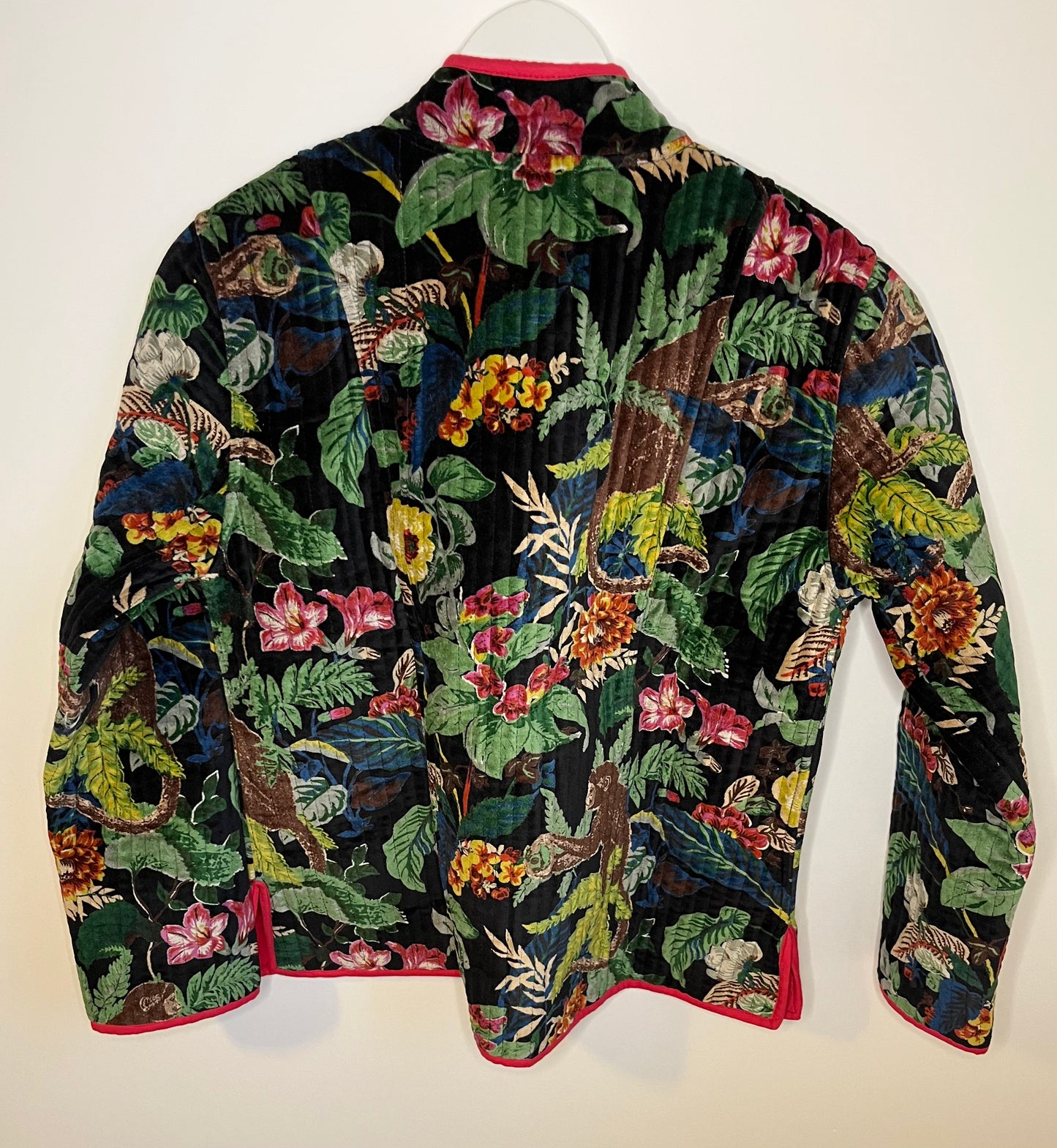 Veste velour motif jungle fond noir