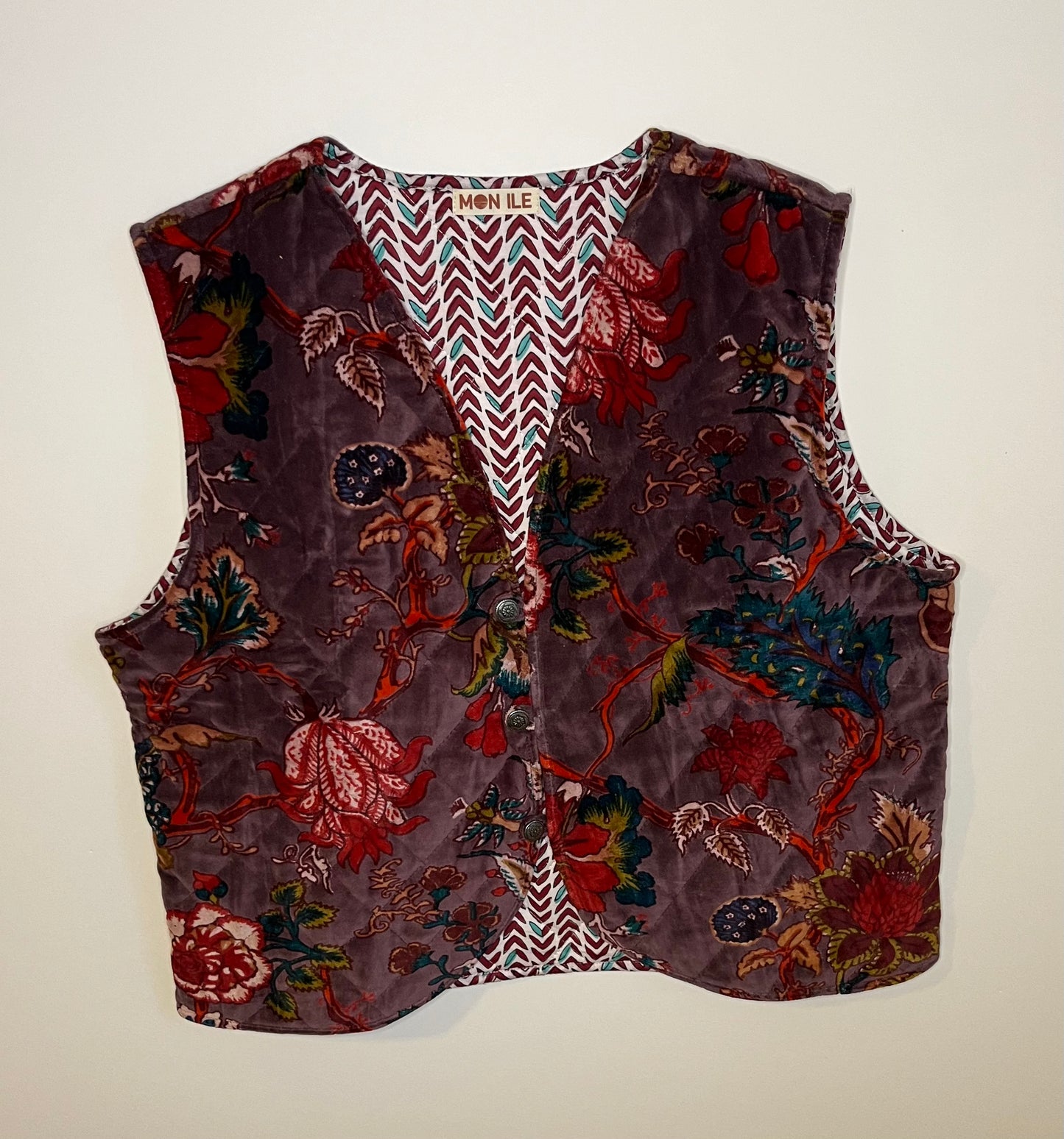 Gilet velours impression floral