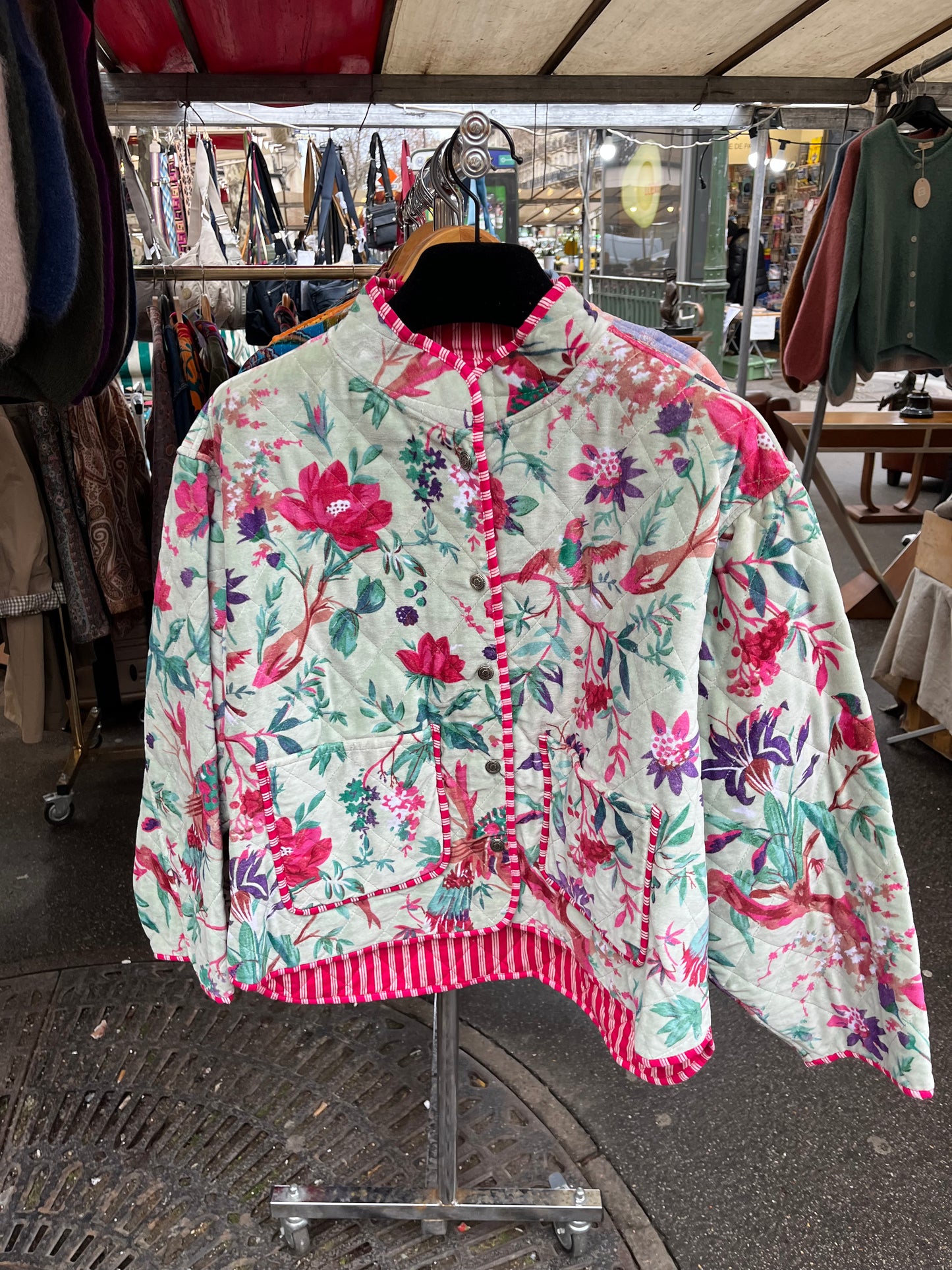 Veste en velour reversible forme bombers vert d'eau