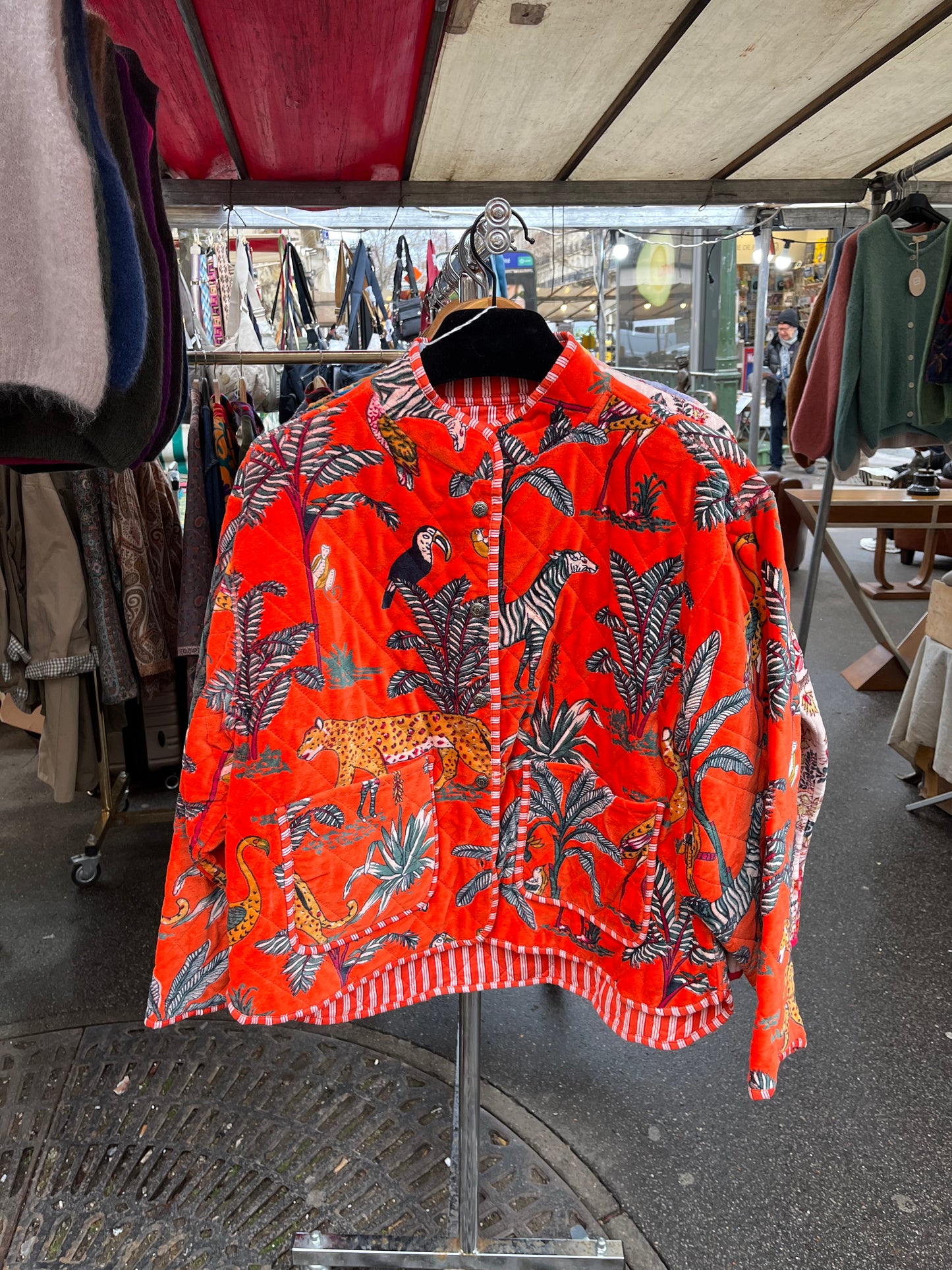 Veste en velour reversible forme bombers orange motit jungle
