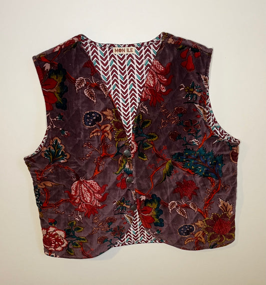 Gilet velours impression floral