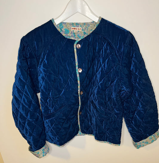 Veste velour unie intérieur soie bleu marine