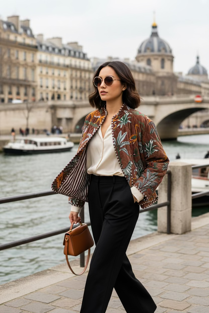 Veste en velour reversible forme bombers  MARRON