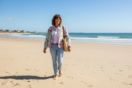 Veste en velour reversible forme bombers  vert d'eau